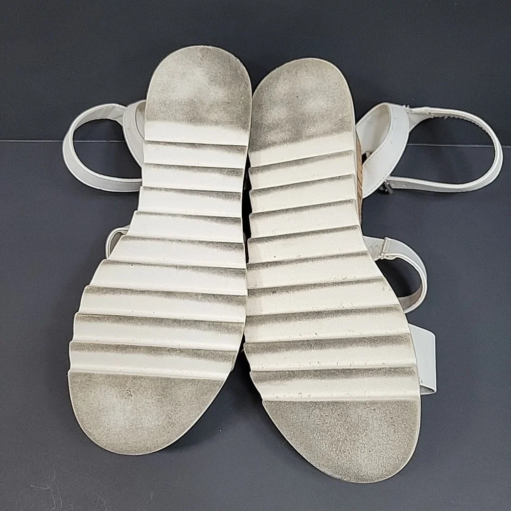 Madden Girl White Platform Sandals Womens Size 8 Ankle Strap Cork